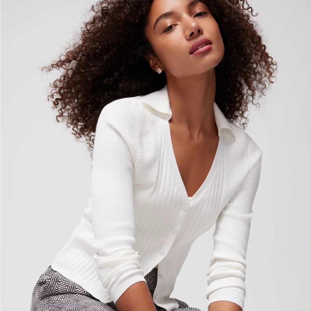 White House Black Market Ribbed Cardigan S WHBM Sweater